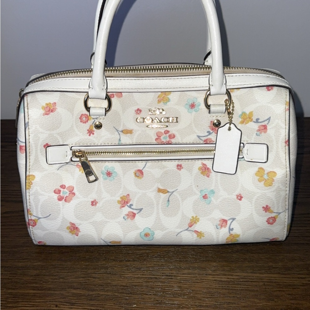 Coach Rowan Satchel White mystical floral print